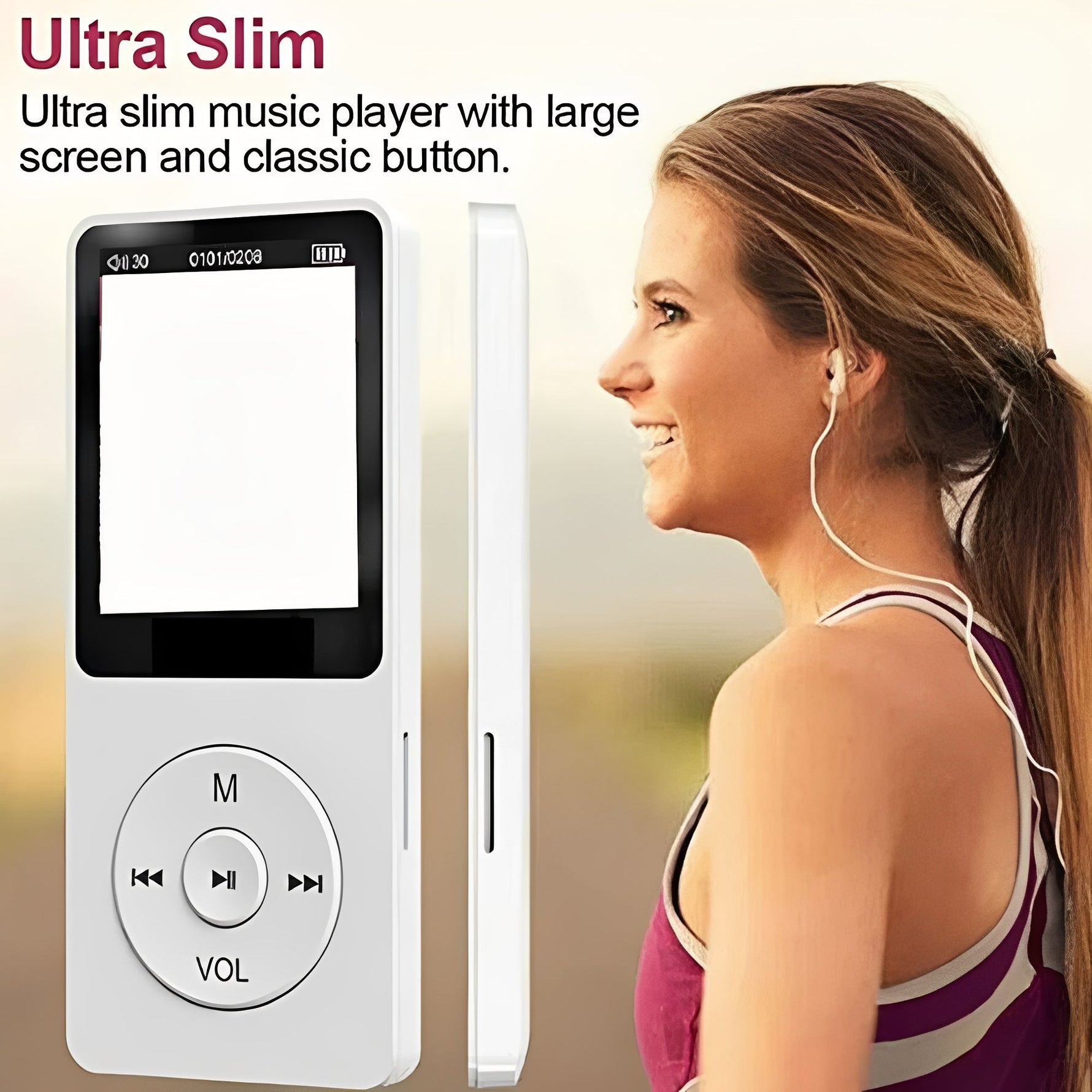 Portable music player with 1.8-inch screen and Bluetooth functionality