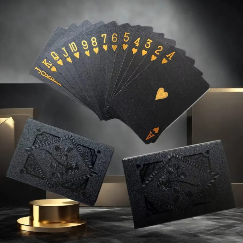 Elegant Black and Gold Card Game for Cozy Evenings