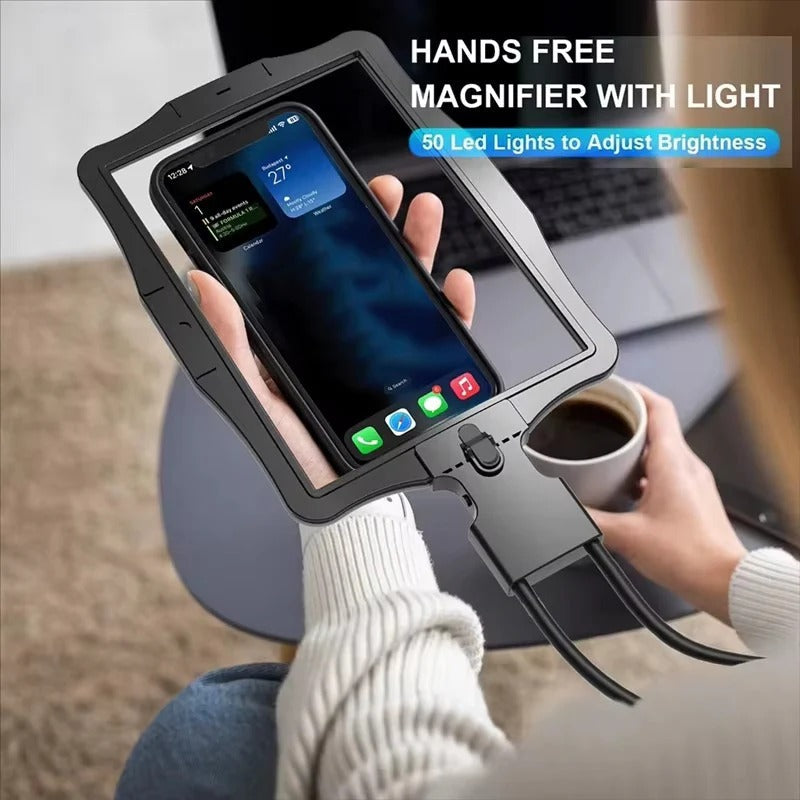 Adjustable Hands-Free Magnifier with LED Illumination and 5x Magnification