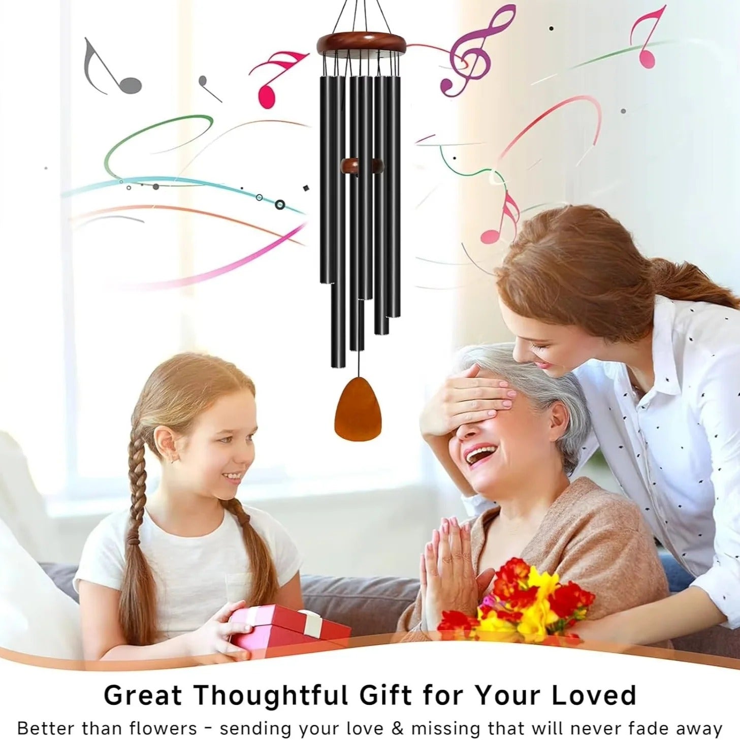 Elegant aluminum wind chimes with wood accents for outdoor use