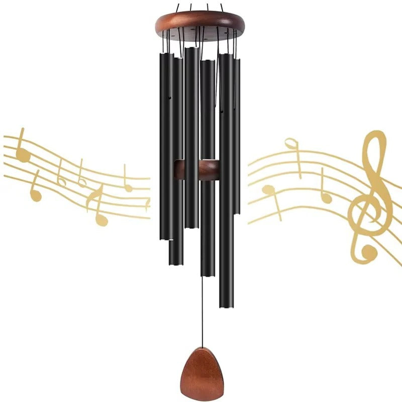 Elegant aluminum wind chimes with wood accents for outdoor use