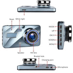 Dual-Lens Car Camera with 4-Inch Display for Comprehensive Recording