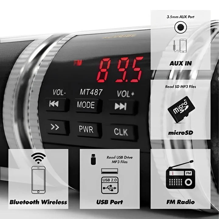 Bluetooth Motorradlautsprecher mit FM-Radio und USB-Anschluss