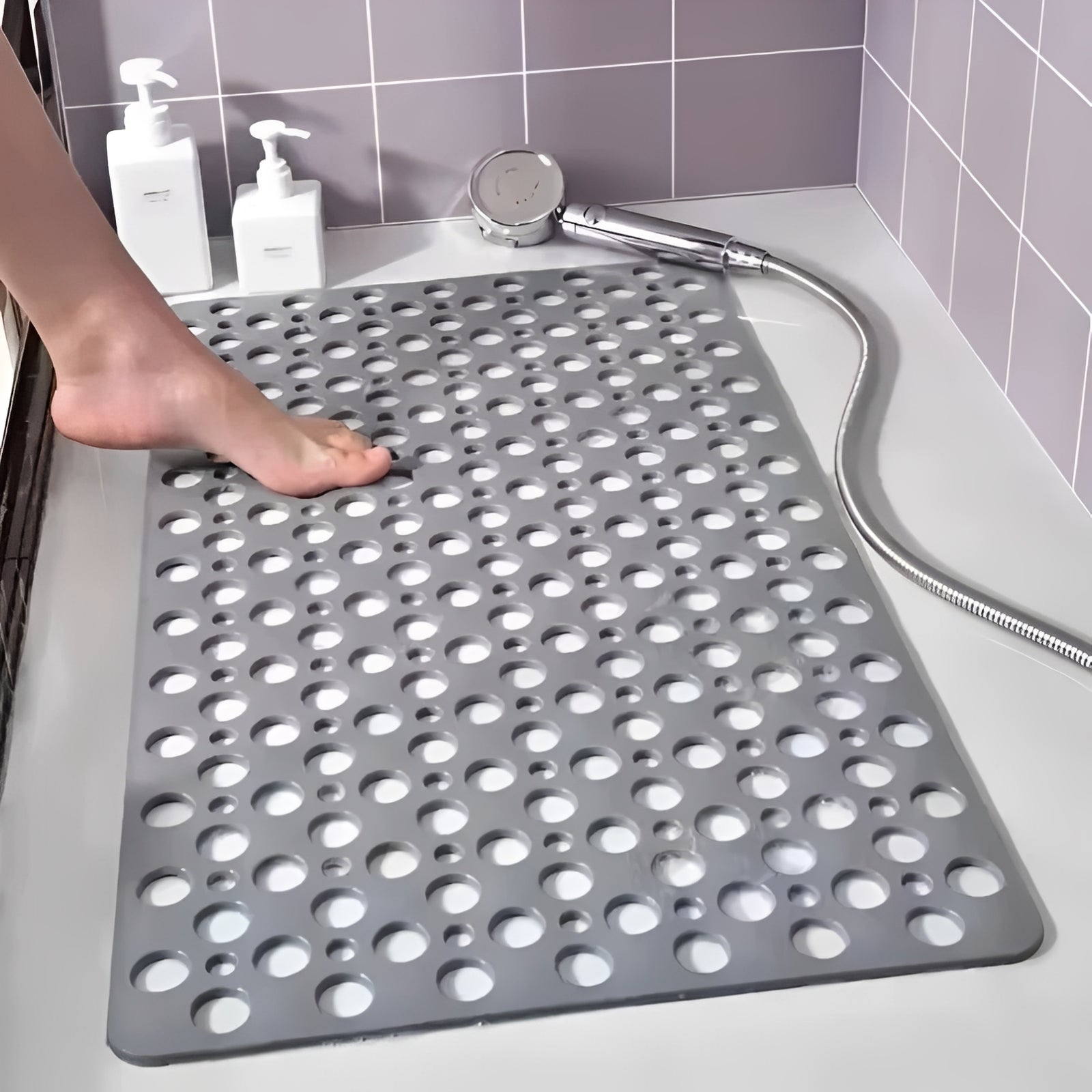 Rutschfeste Duschmatte mit Saugnäpfen und Textur