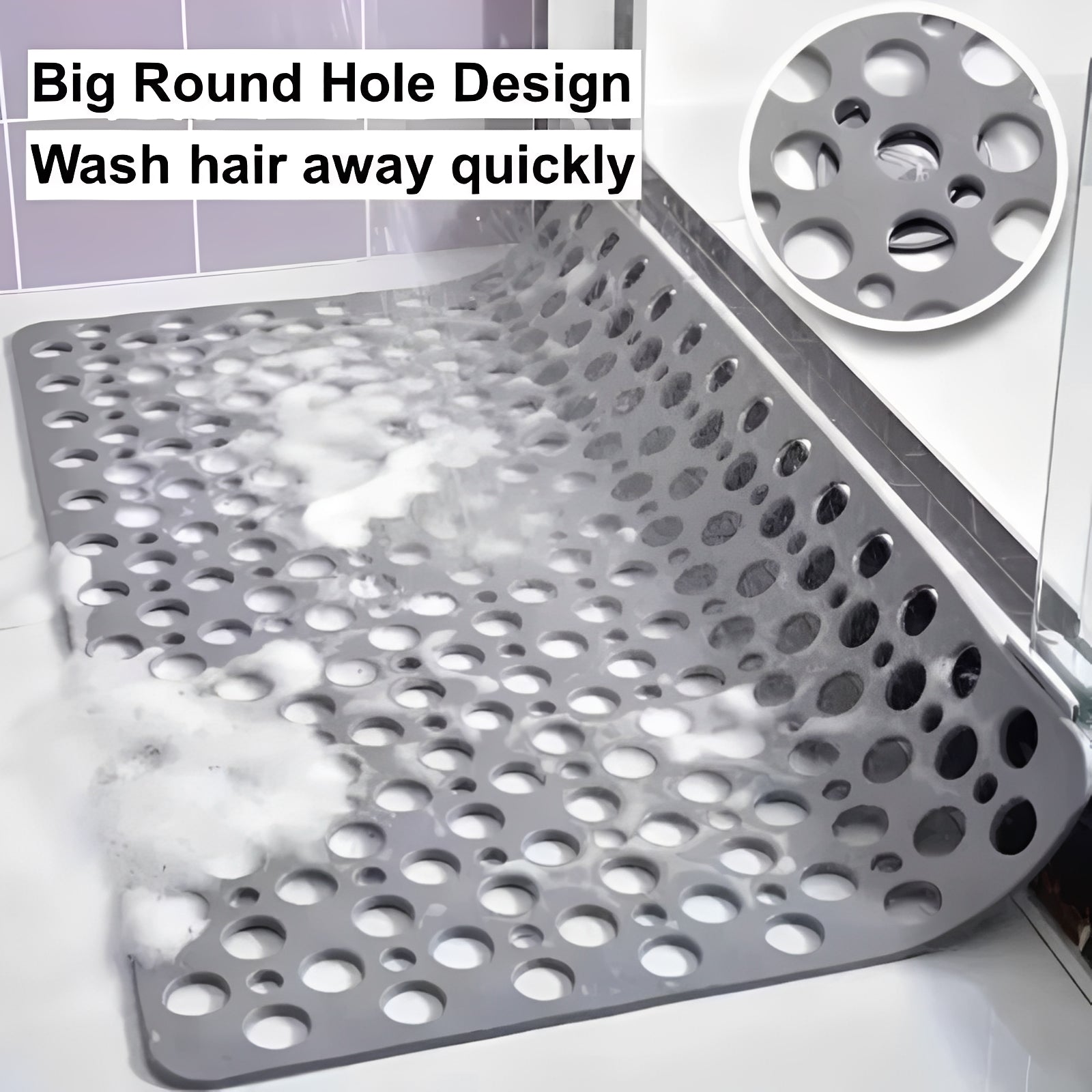 Non-slip shower mat with square design and suction cups