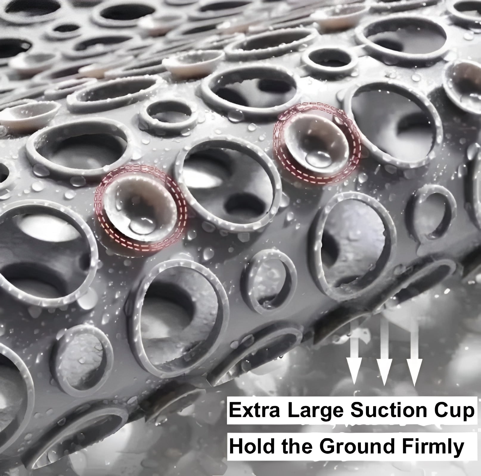 Non-slip shower mat with square design and suction cups