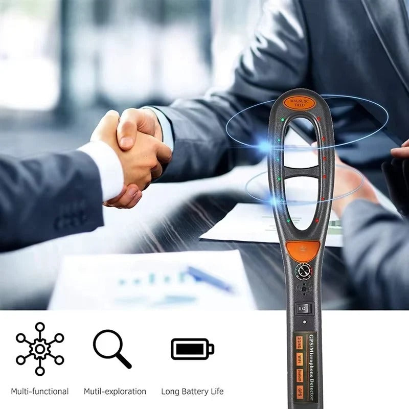 Handy scanner for detecting radio and magnetic fields