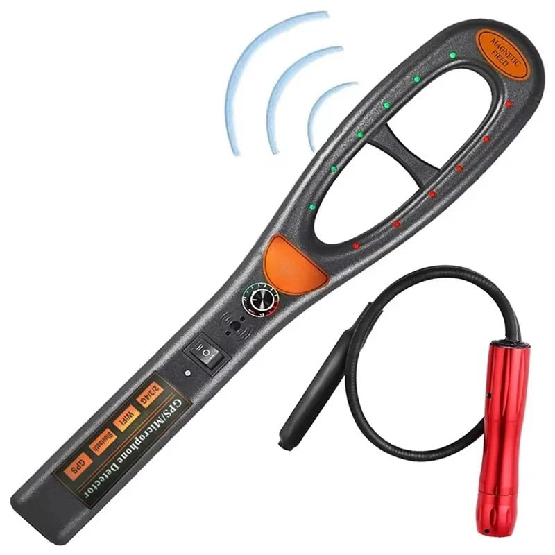 Handy scanner for detecting radio and magnetic fields