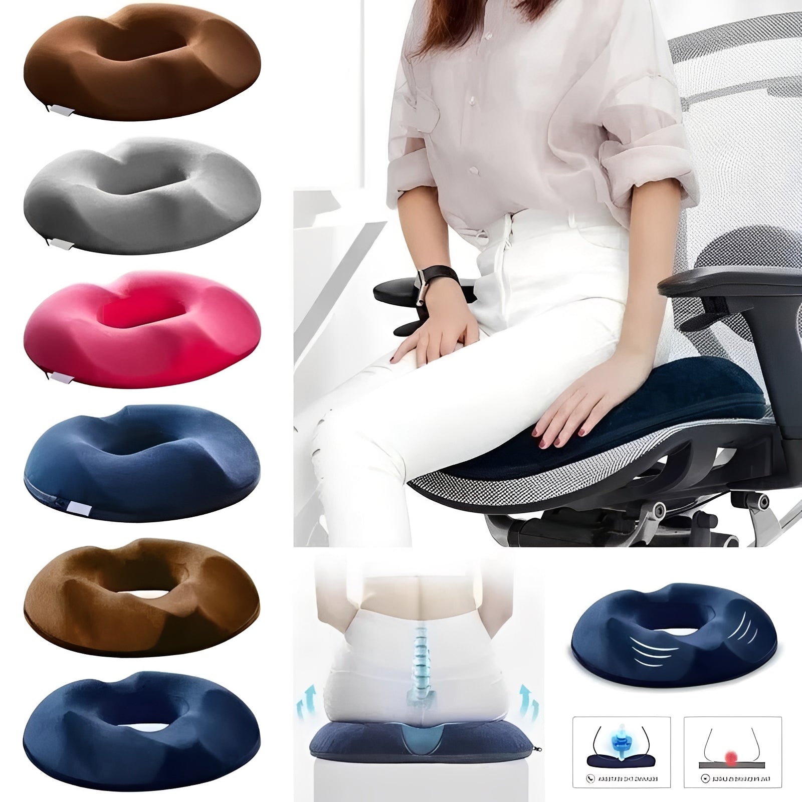 Tragbares Sitzkissen mit Memory-Schaum in Donutform