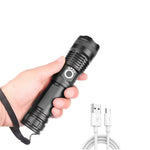 USB-Wiederaufladbare LED-Taschenlampe mit verstellbarem Strahl