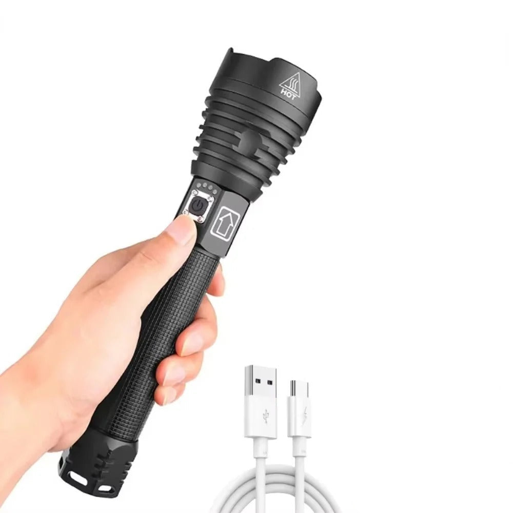 Wiederaufladbare LED-Taschenlampe mit Einstellbarem Strahl