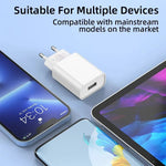 Compact 10W USB wall charger with 5V 2A