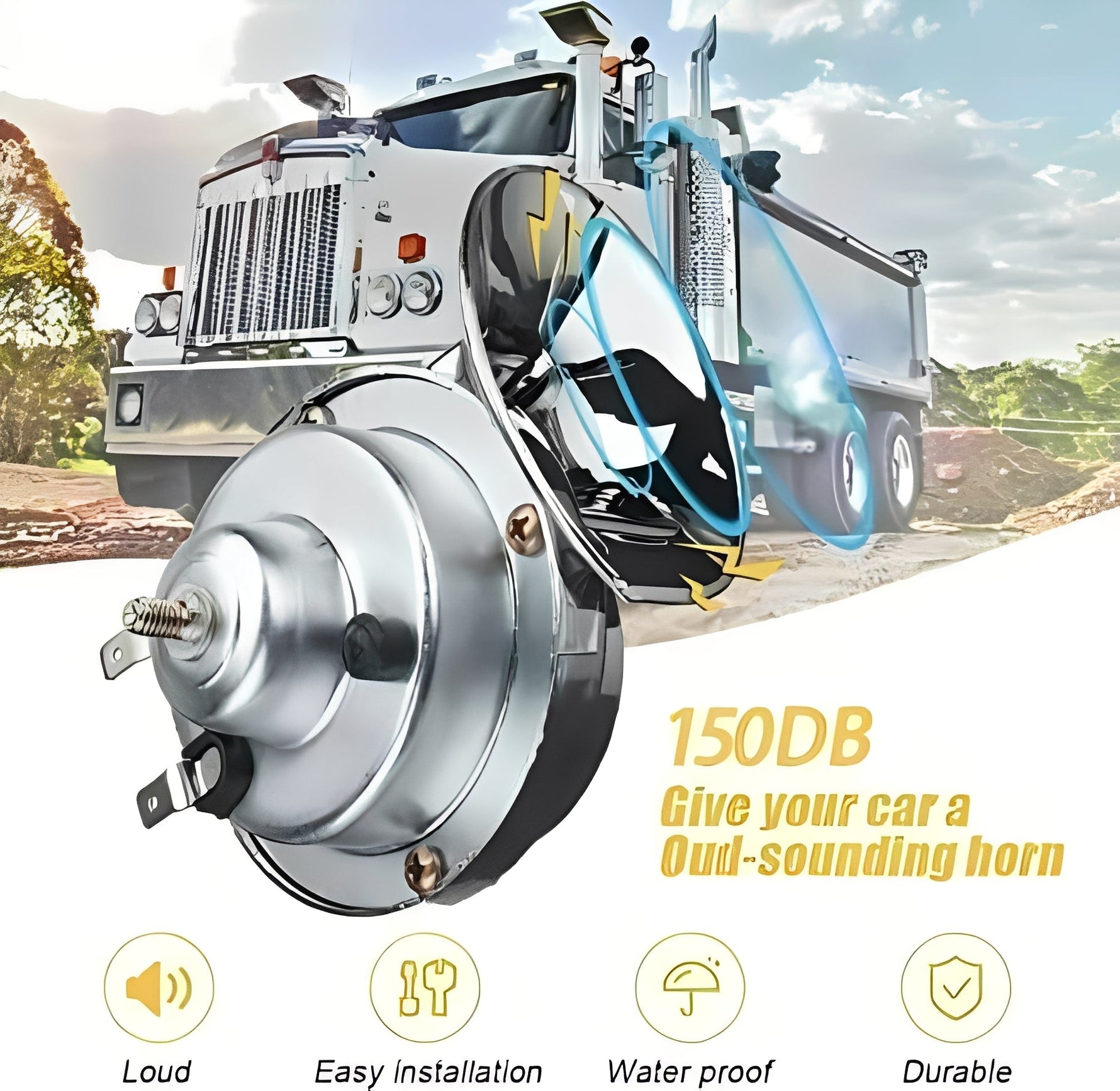 Kraftvoller Fahrzeughorn mit integriertem Kompressor