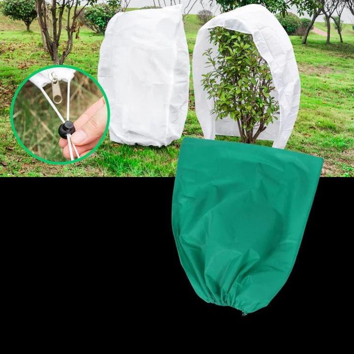 Plant Protection Cover with Zipper and Drawstring for Cold Weather
