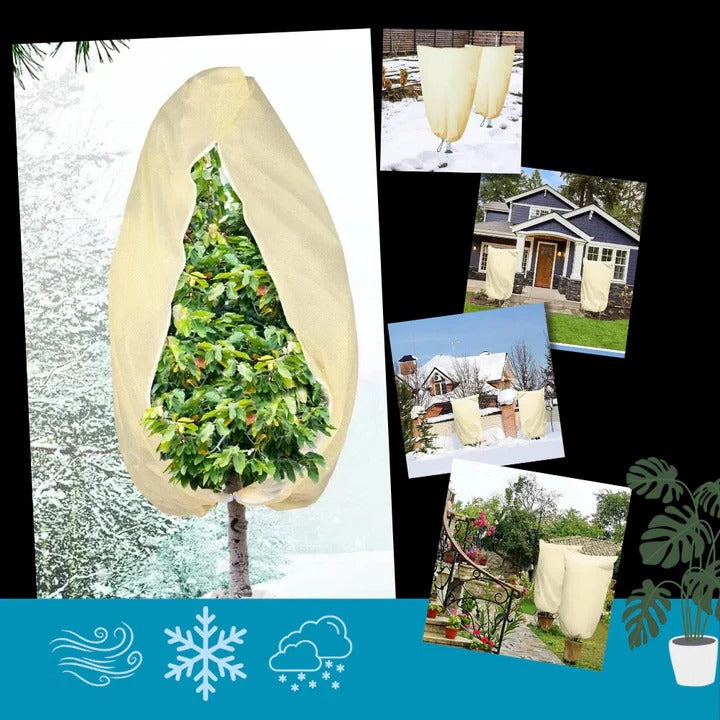 Plant Protection Cover with Zipper and Drawstring for Cold Weather