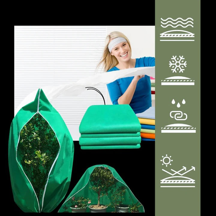 Plant Protection Cover with Zipper and Drawstring for Cold Weather