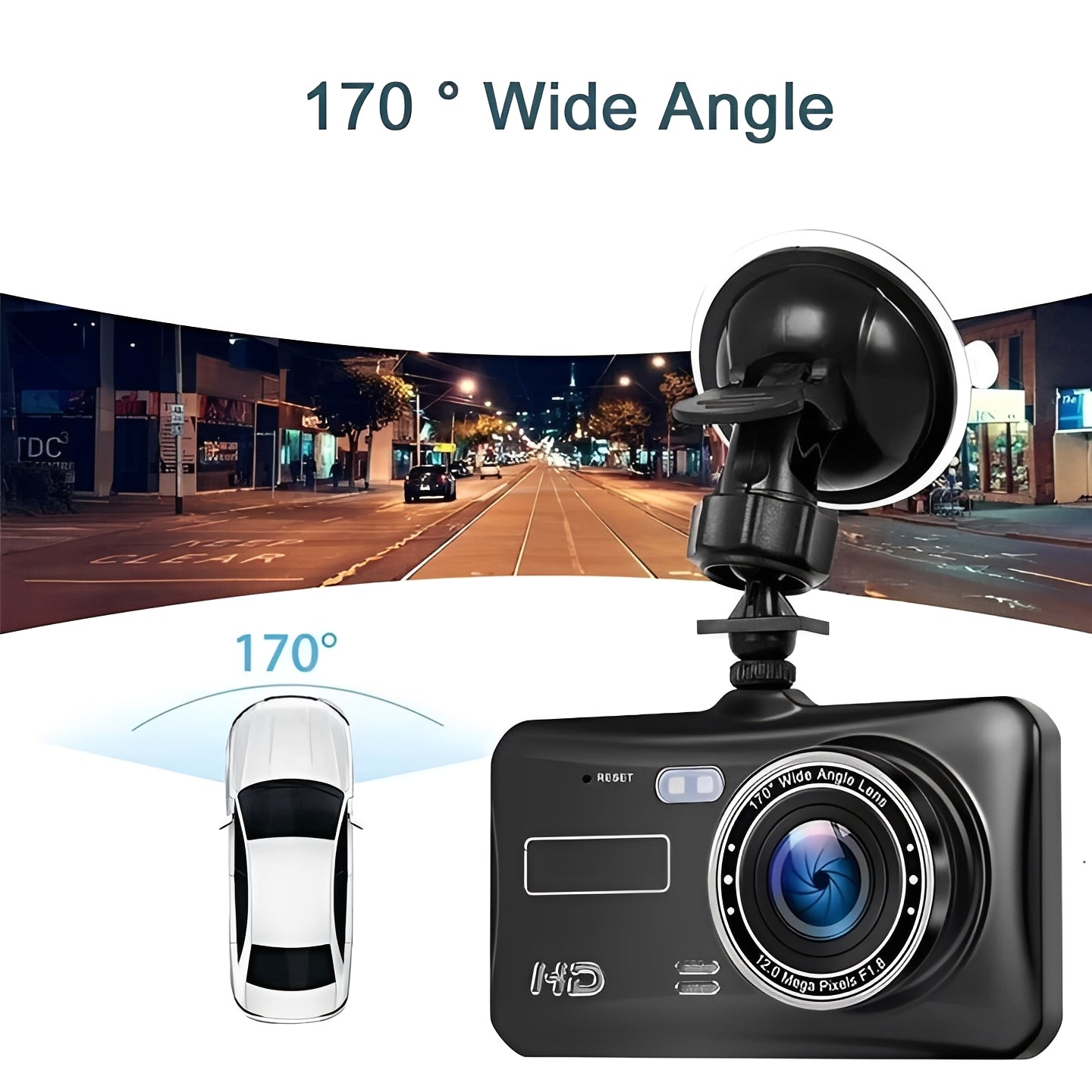 Powerful Dash Cam with 1080P Recording for Front and Rear