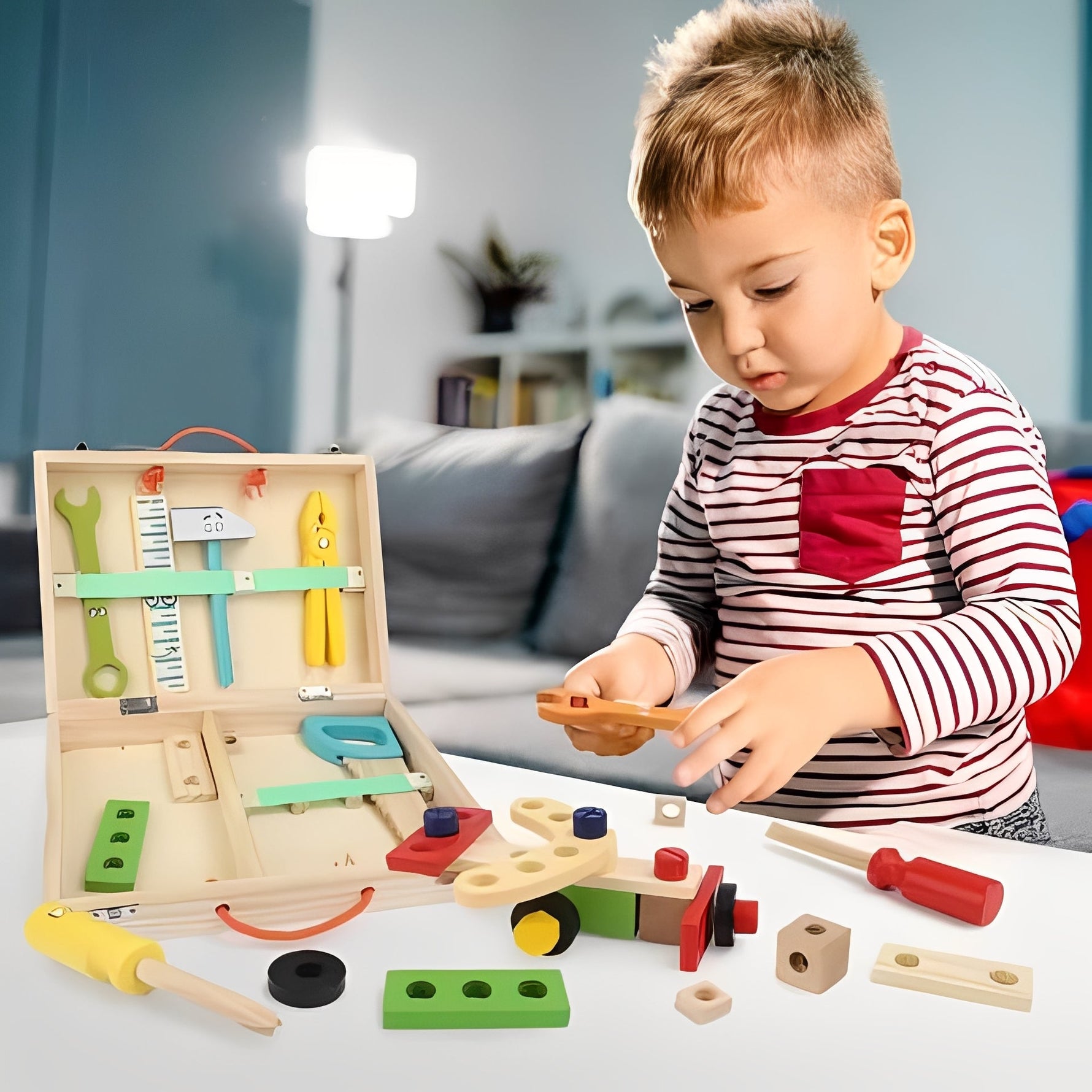 Children's Tool Set for Playing with Components and Storage Box