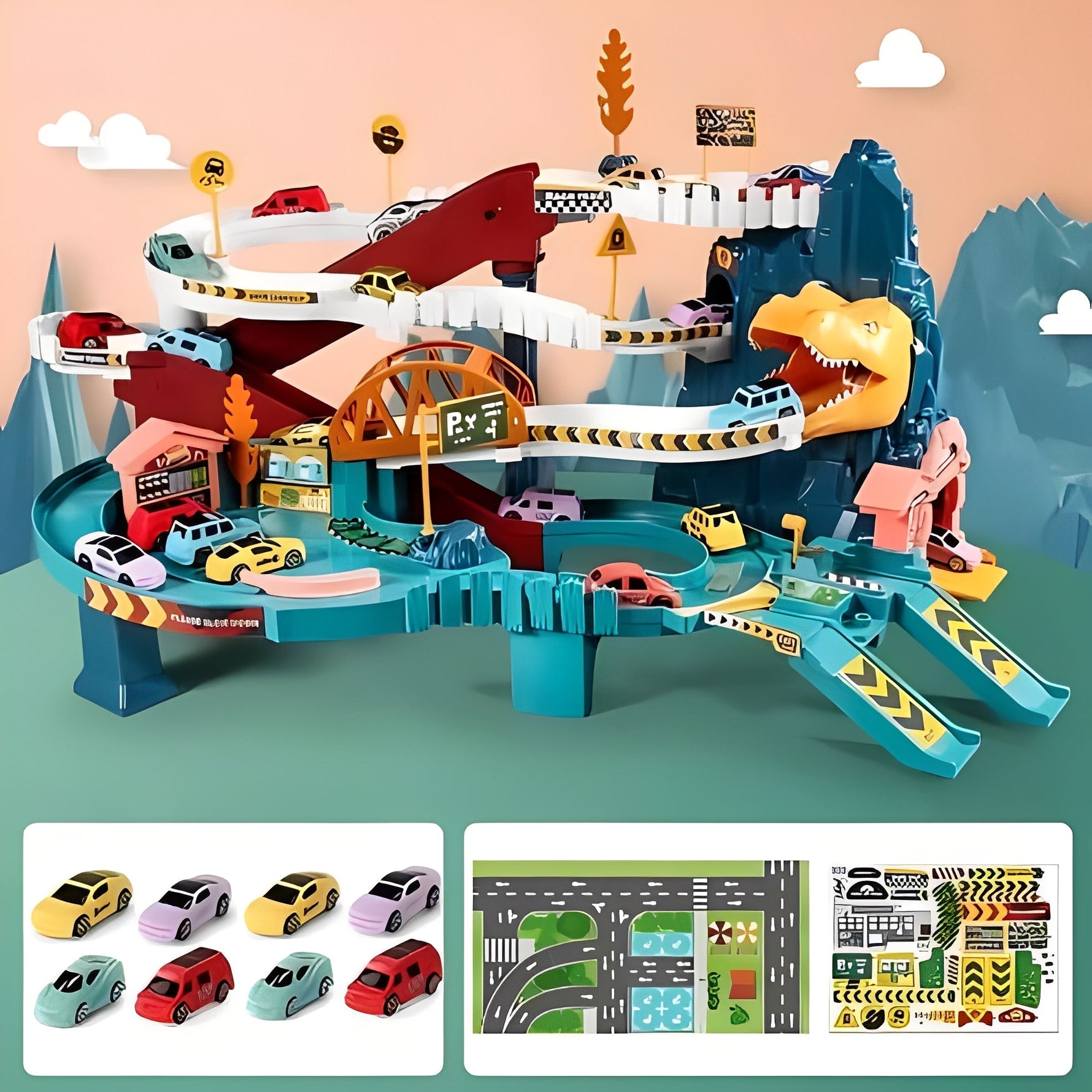 Dinosaur Race Track with Flexible Track Layout for Adventurous Kids
