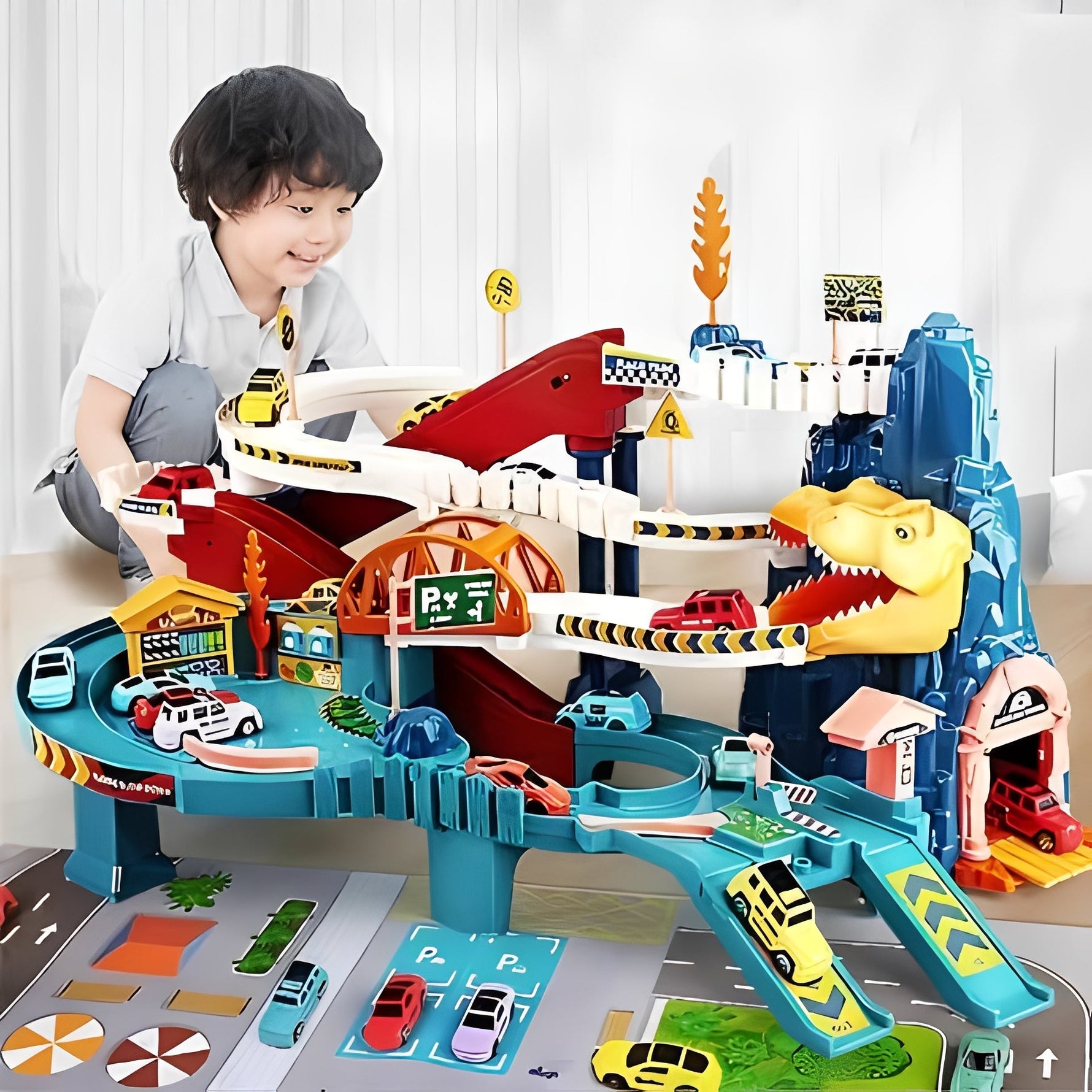Dinosaur Race Track with Flexible Track Layout for Adventurous Kids