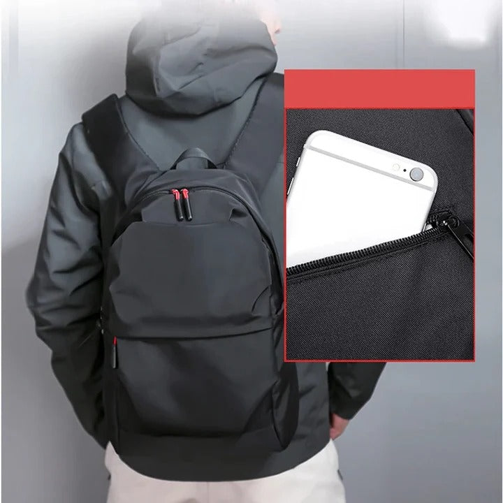 Black Backpack with Various Compartments