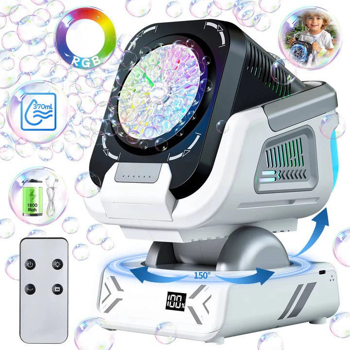 Bubble Machine with LED Lighting and Rotating Base