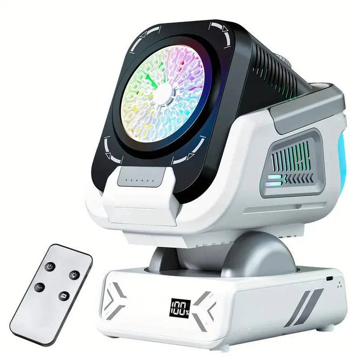 Seifenblasenmaschine mit LED-Beleuchtung und drehbarem Sockel