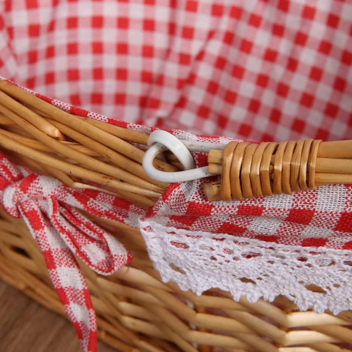Handgefertigter Korb für Picknicks mit Abnehmbarem Baumwollfutter
