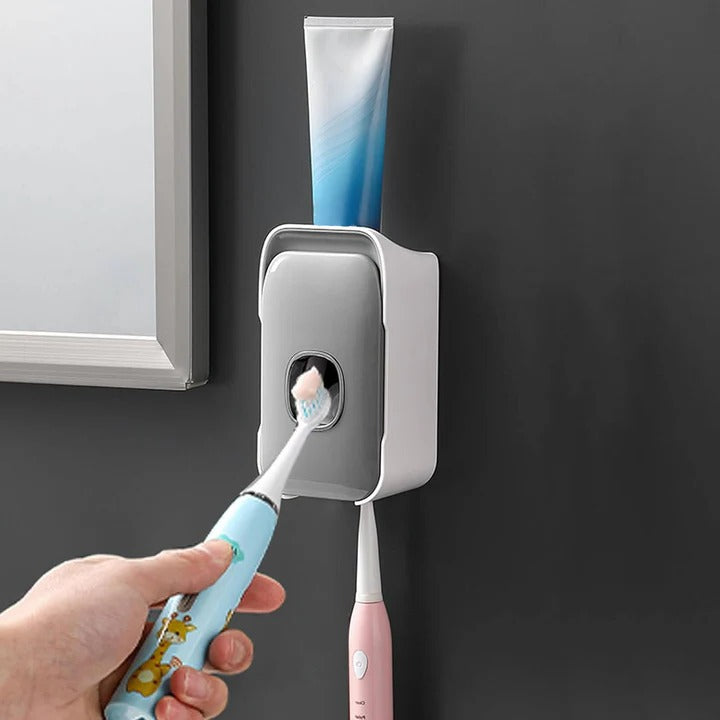 Wall-Mounted Toothpaste Dispenser with Adhesive Installation