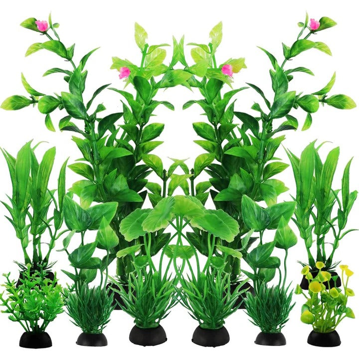 Attraktive Kunstpflanzen für Aquarien, 10 Stück Set