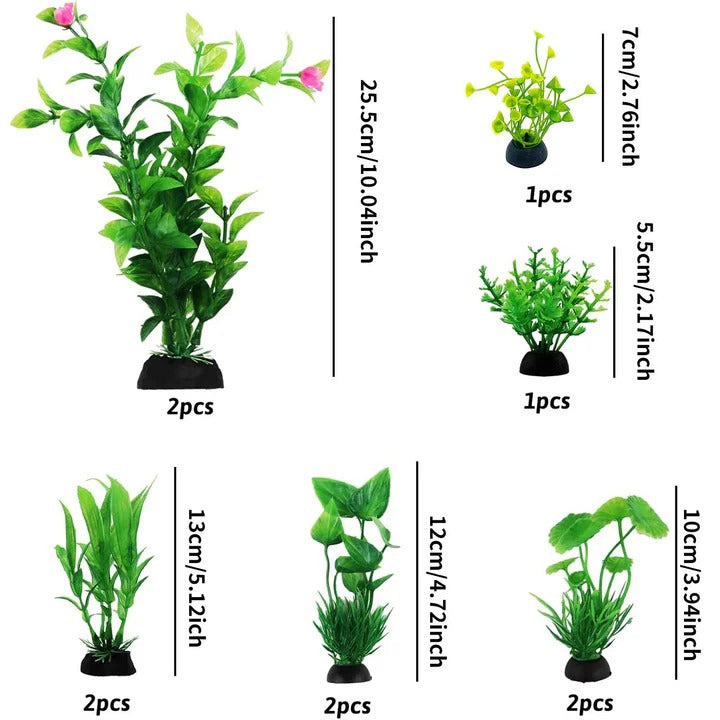 Attraktive Kunstpflanzen für Aquarien, 10 Stück Set