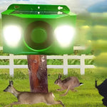 Solar-powered animal repeller with warning light system