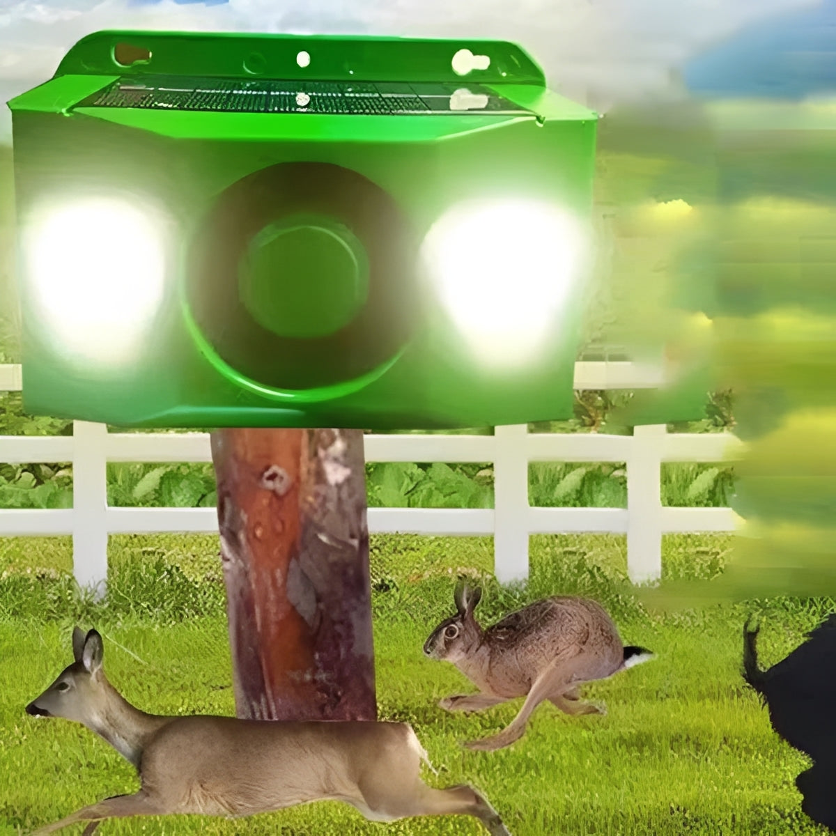Solar-Powered Animal Repellent System with Warning Light