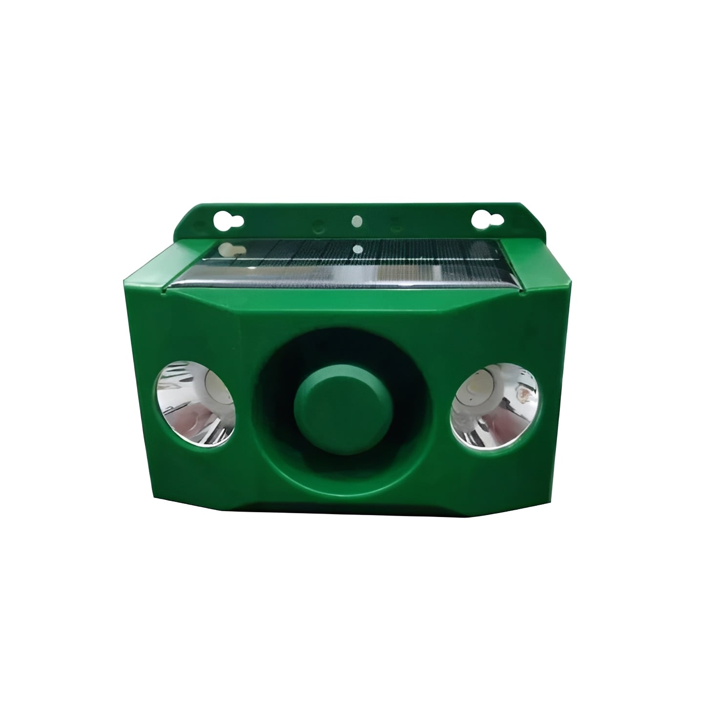 Solar-powered animal repeller with warning light system
