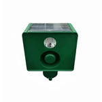 Solar-powered animal repeller with warning light system