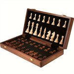 Compact Wooden Chess Set with Magnets and Storage