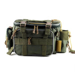 Practical fishing storage bag with compartments and carrying strap