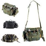 Practical fishing storage bag with compartments and carrying strap