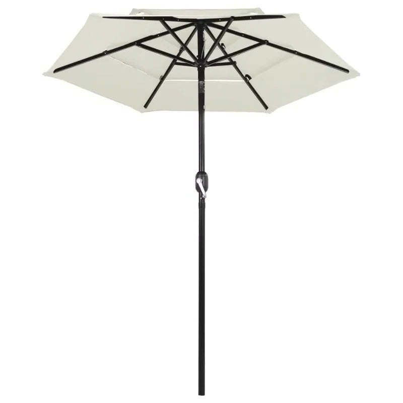 Dreistufiger Sonnenschirm mit Kurbelneigung und Aluminiumständer