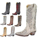 Sparkly Boots with Lace and Color Block Design