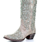 Sparkly Boots with Lace and Color Block Design