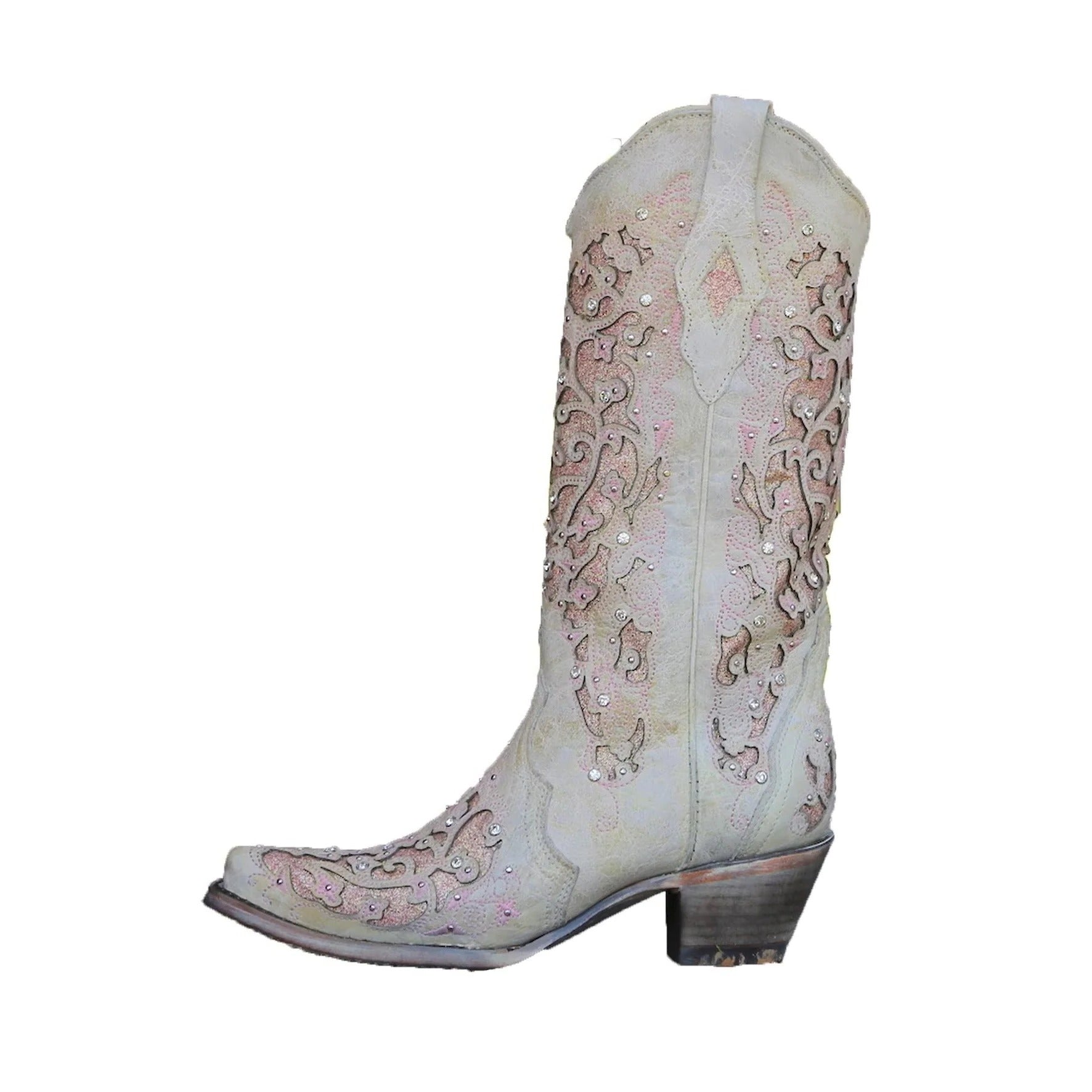 Sparkly Boots with Lace and Color Block Design