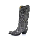 Sparkly Boots with Lace and Color Block Design