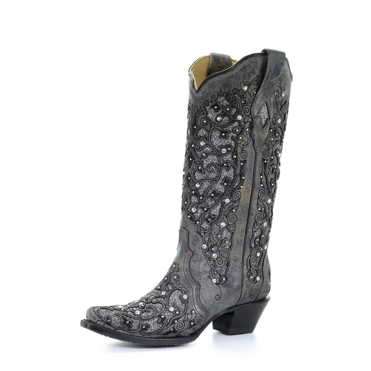 Sparkly Boots with Lace and Color Block Design
