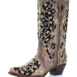 Sparkly Boots with Lace and Color Block Design