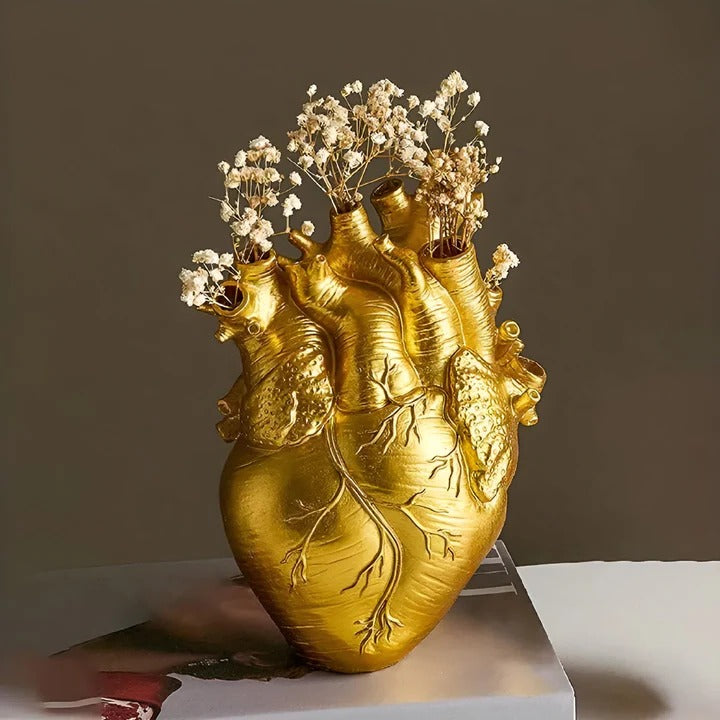 Herzförmige Blumenvase aus nachhaltigem Bambus und Holz