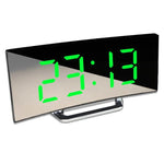 Elegant Wecker mit gebogenem LED-Spiegeldisplay