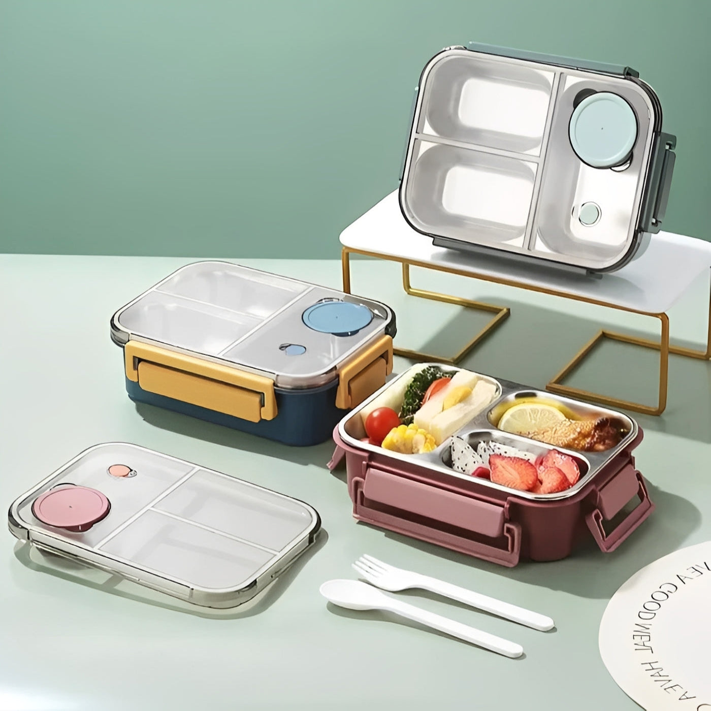 Heat-insulated food container with vacuum seal for hot food
