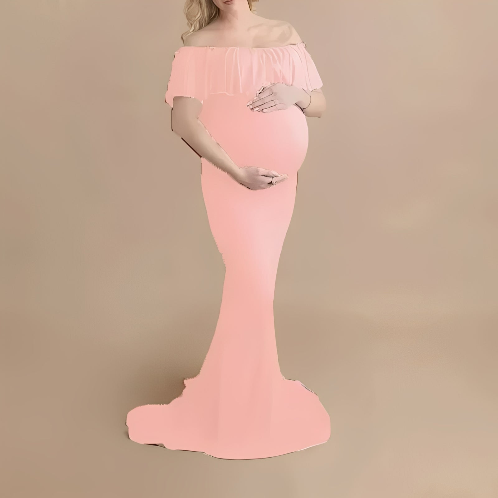 Elegantes Schwangerschafts-Fotoshooting-Kleid mit Fließendem Design