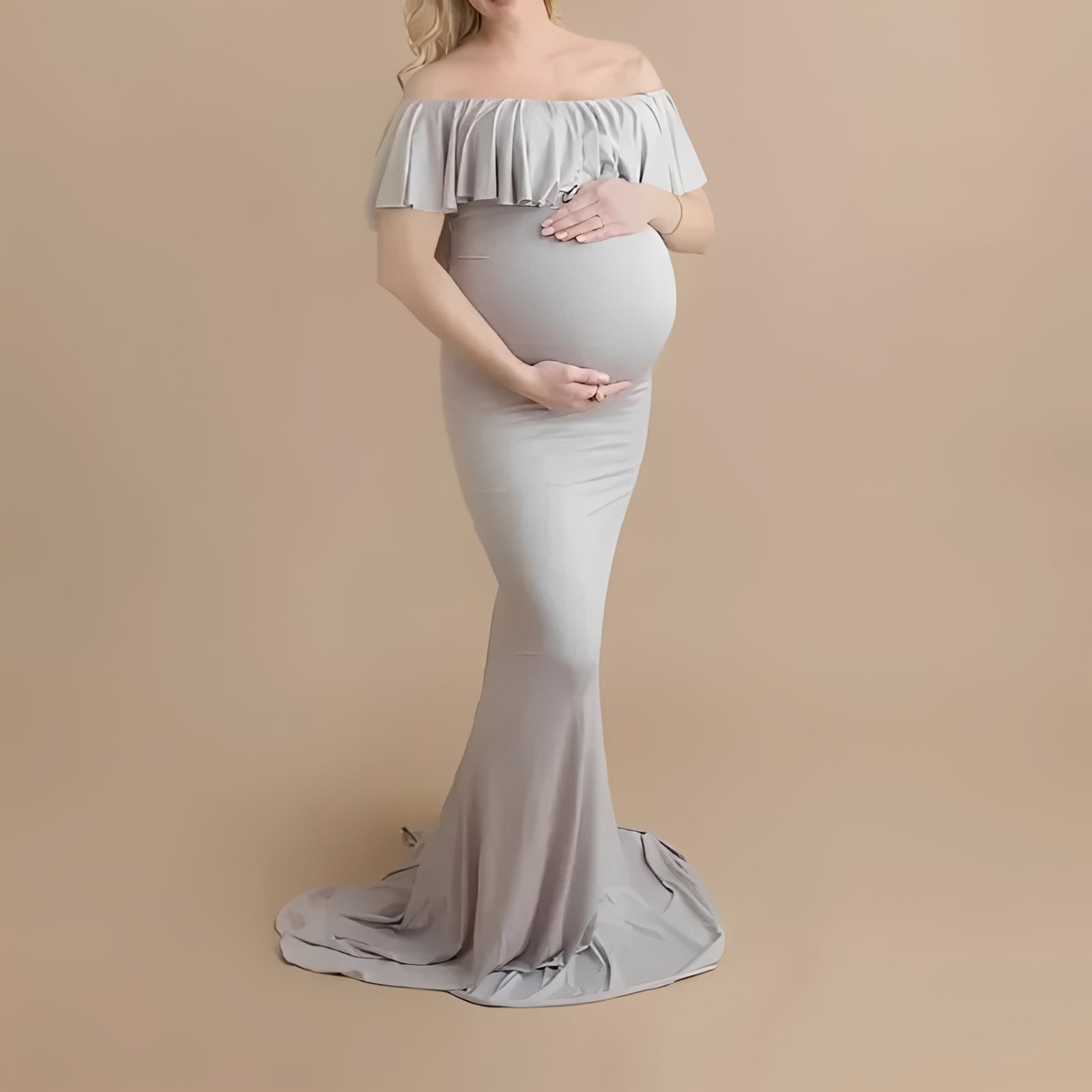 Elegant Maternity Photography Gown with Flowing Design